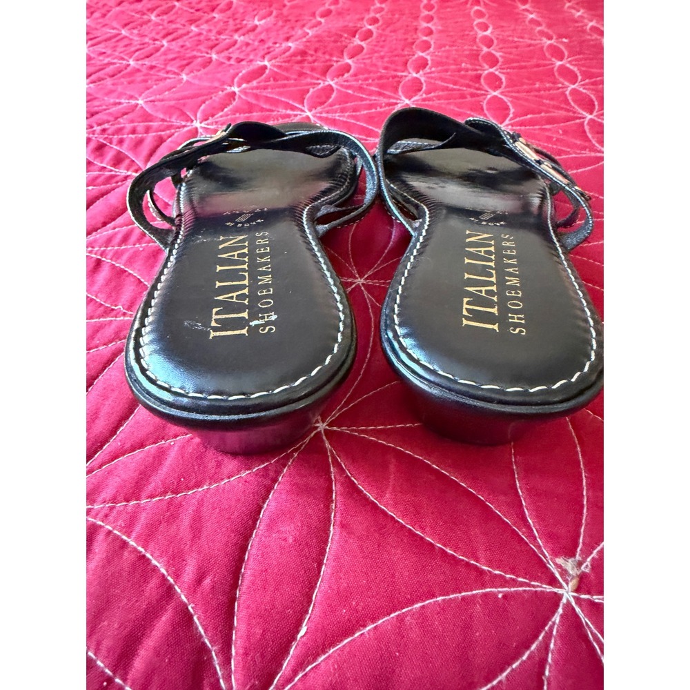 Italian Shoemakers Women's Black Wedge Sandals Size 7 1/2 - Picture 3 of 7